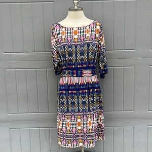 🎨Leota Chase and Wonder multicolor stretch belted dress size XL
